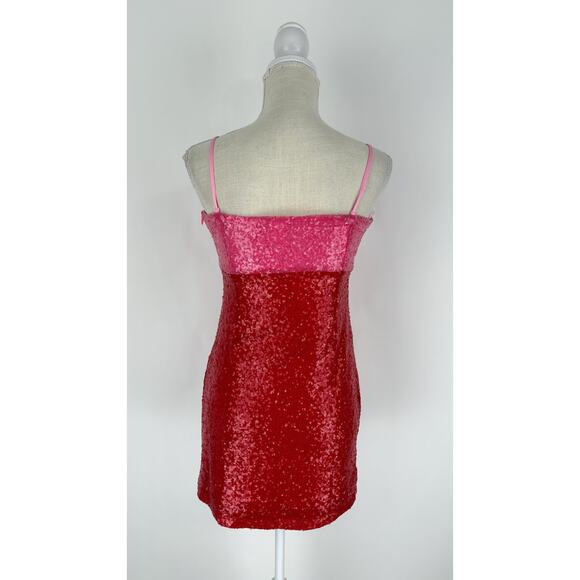 Collective The Label Embellished Sequin Heart Mini Dress Womens Size 2 New Red - Picture 5 of 9